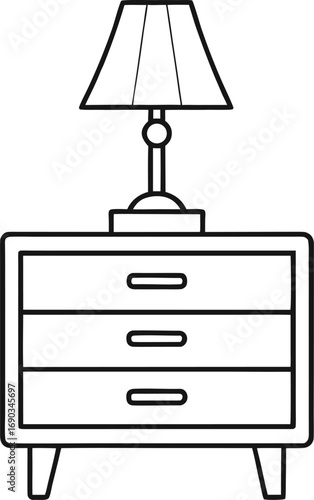 Vector illustration of a nightstand with lamp