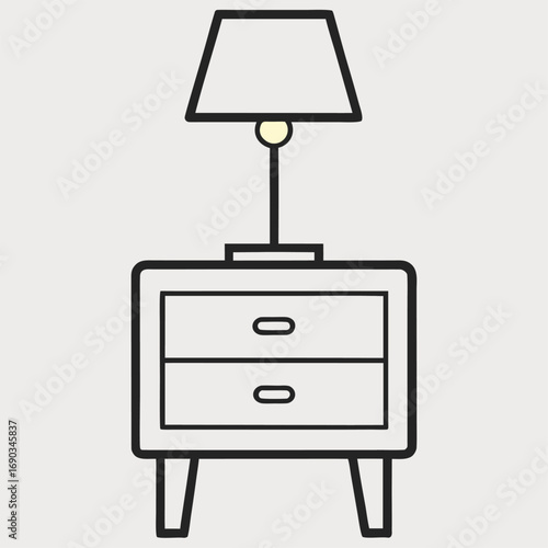 Vector illustration of a nightstand with lamp