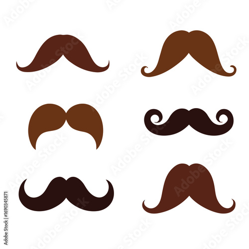 Various brown mustaches set vector illustration facial hair