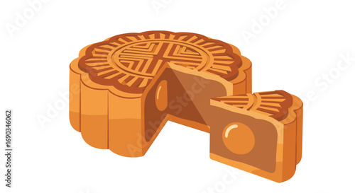 Delicious golden mooncake with rich yolk filling, perfect for Mid-Autumn festival celebrations
