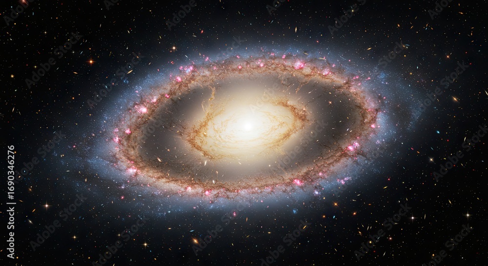 Naklejka premium Cosmic Ring A Stunning View of a Galaxy's Star-Forming Region in Outer Space