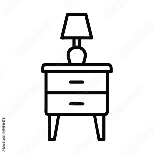 Vector illustration of a bedside table with lamp
