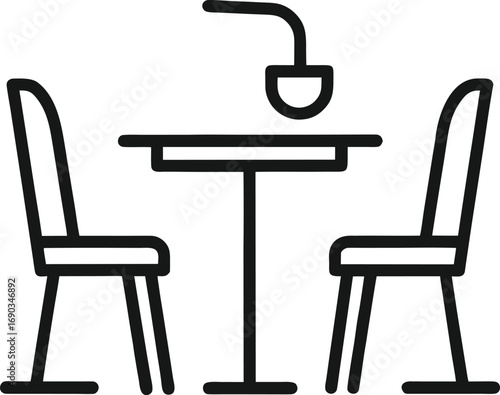 Vector illustration of table and two chairs with lamp