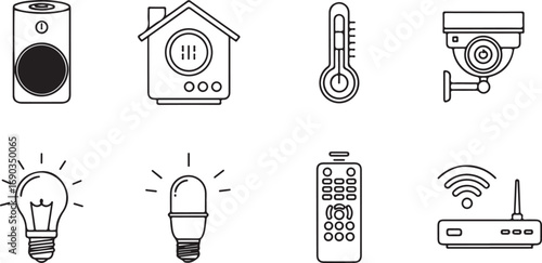 Smart Home Technology Icons Set for Security and Automation vector illustration