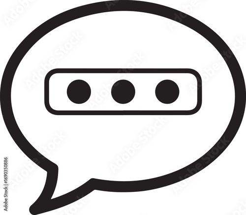 Speech bubble with ellipsis icon for typing or thinking on white background Keywords: speech bubble, chat icon