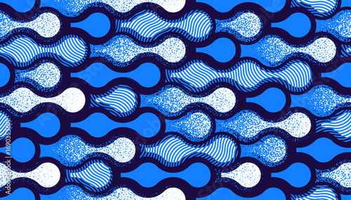Runny water seamless pattern, vector waves lines geometric abstract background, river flows endless wallpaper.