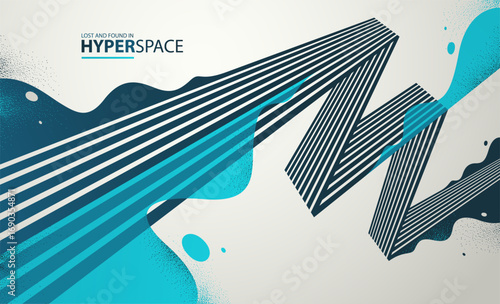 Fluid splash in motion over 3D lines in perspective space vector abstract background, energy blast explosion in chaos, surreal explosion art wallpaper.