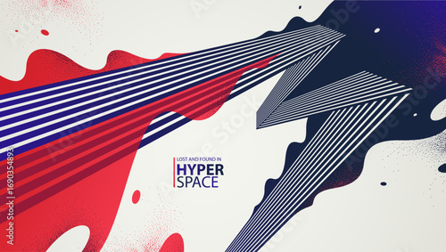 Fluid splash in motion over 3D lines in perspective space vector abstract background, energy blast explosion in chaos, surreal explosion art wallpaper.