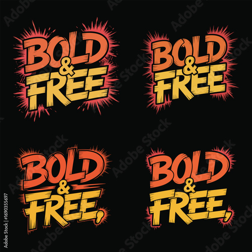 Bold and free text with explosion effect typography