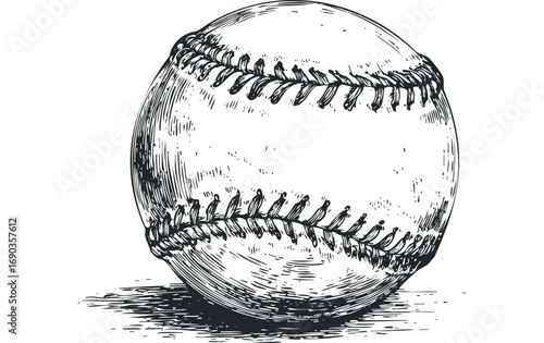 Sketch of a baseball on a transparent background. Vector hand drawn illustration
