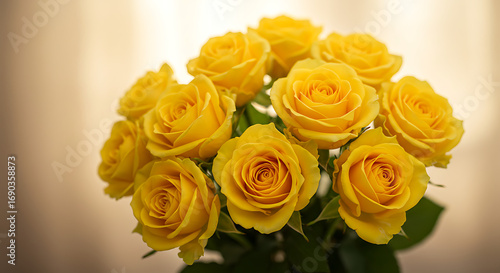 Yellow rose bouquet with soft light