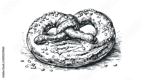 Hand drawn pretzel on transparent background. Vector hand drawn illustration