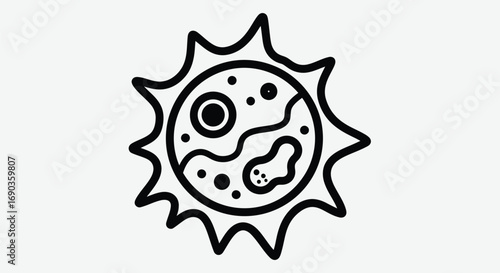 Illustration of a sun with spots and spikes