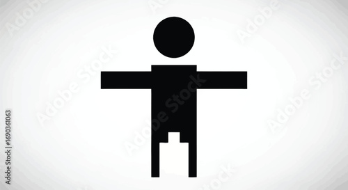 Stylized stick figure with arms outstretched
