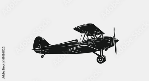 Vintage biplane in a simple drawing style