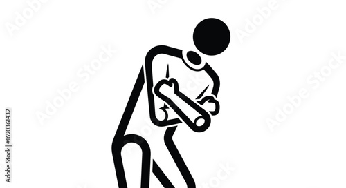 Stick figure feeling cold and shivering