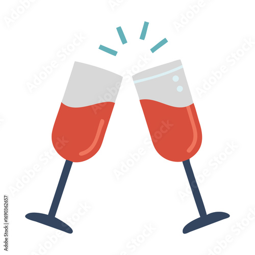 Vector illustration of two champagne glasses