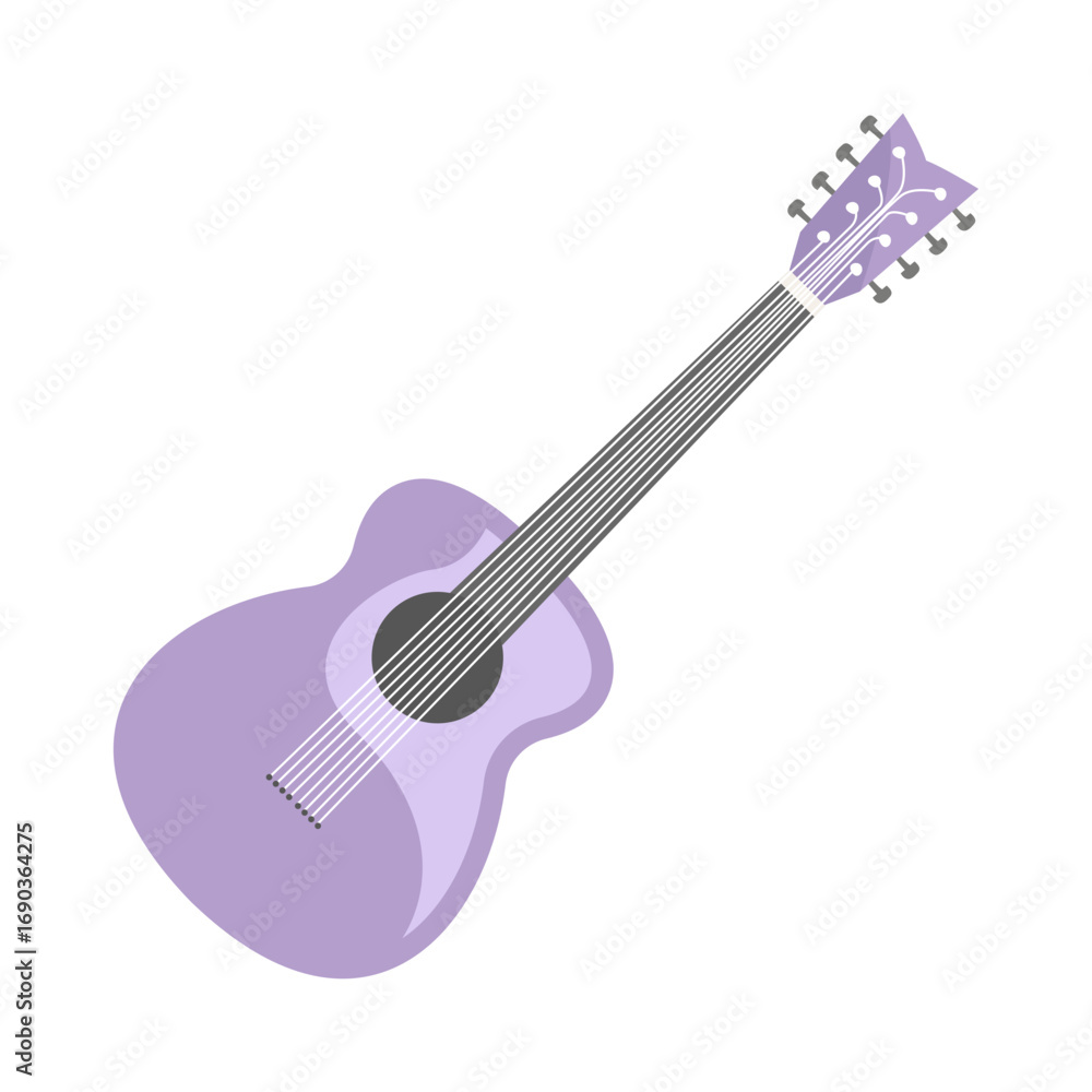 Fototapeta premium A close-up view of a beautifully designed purple acoustic guitar with intricate details