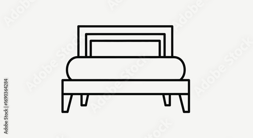 Illustration of a bed in simple black lines