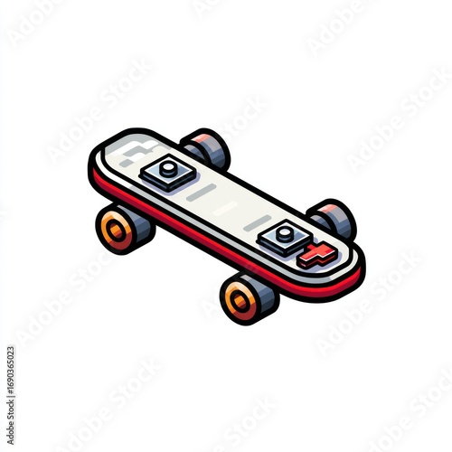 Colorful isometric skateboard illustration