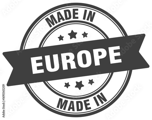 Made in europe round sign. Made in europe stamp.