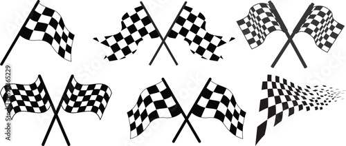Racing flag icon set. Checkered flag for car racing, Race flag, checkered, sports, car, moto. set start and finish crossed sport racing flags,Racing flag icon vector. Race flag icon set. Start finishs