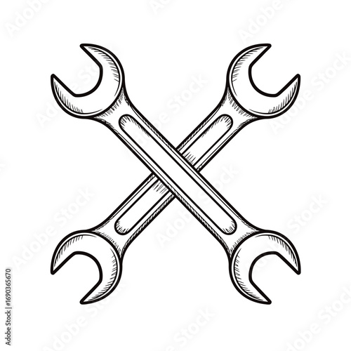 Crossed wrenches illustration for repair and maintenance