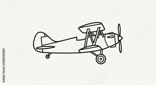 Vintage biplane airplane drawing