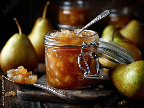 A jar of homemade pear chut...