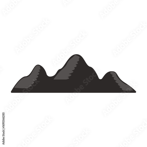 Abstract representation of mountains with smooth curves and minimalistic design on a white background