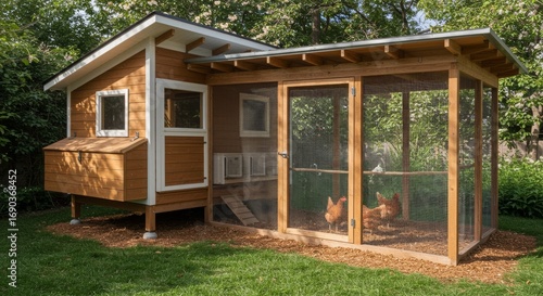 Wooden Backyard Chicken Coop with Run, Nesting Boxes and Secure Enclosure for Hens