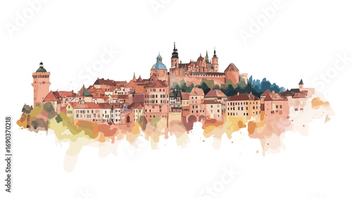 Heidelberg Castle. Heidelberg Castle watercolor vector illustration