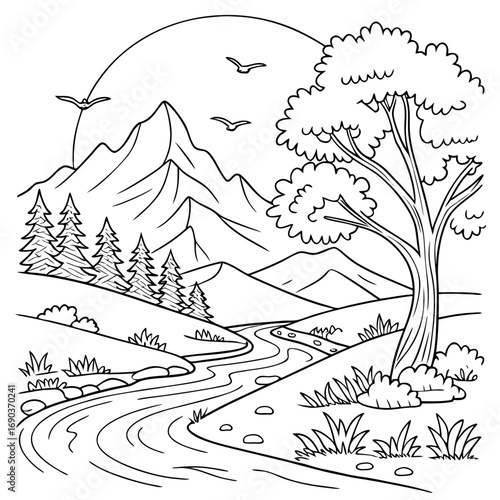 view mount three and bird in the sky