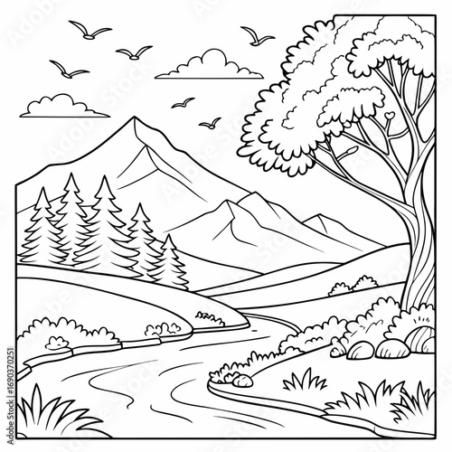 view mount three and bird in the sky