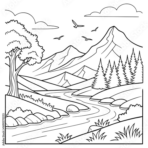 view mount three and bird in the sky