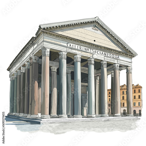 Pantheon. Pantheon watercolor vector illustration