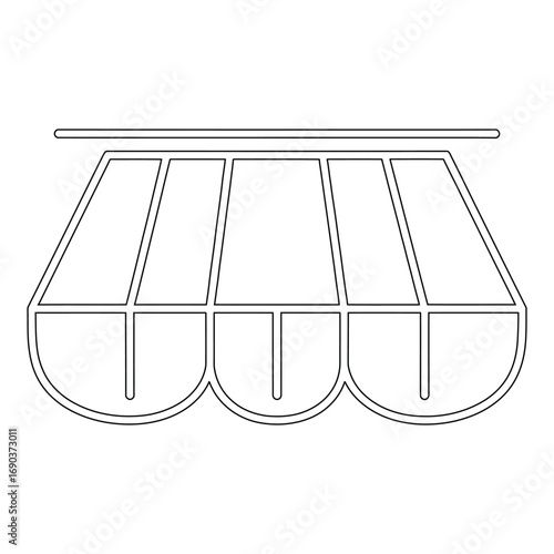 Simple outline drawing of a shop awning with scalloped edge store building