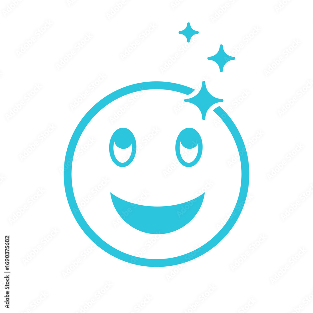 Fototapeta premium Smile Emoji Expression, Isolated on white background, Blue icon set.