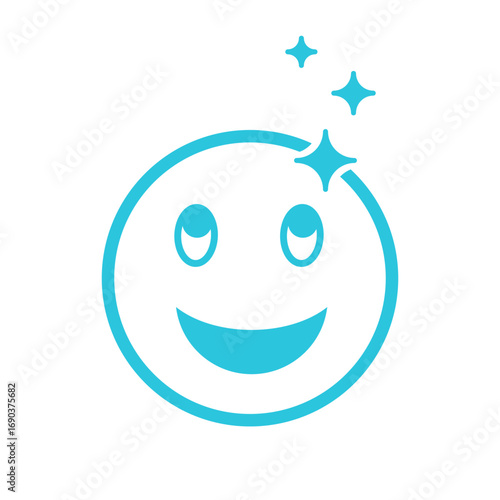 Smile Emoji Expression, Isolated on white background, Blue icon set.