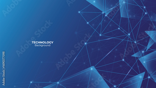 abstract technology polygonal shapes background with points and lines.
