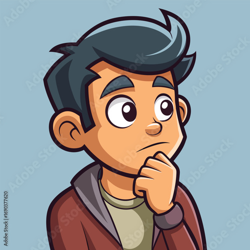 Young Man Pondering Deeply