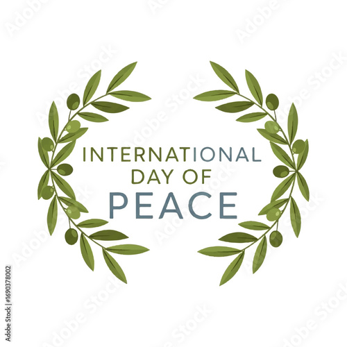International Day of Peace logo with olive branch wreath.