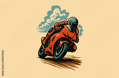 Race Motorbike Racing. Racing Team Design. Super Motorbike  Racing Illustration Design. Super Sports Racing Motorbike. Sports Motorbike Drifting. Fast wheels challenge. Racing club Illustration. 
