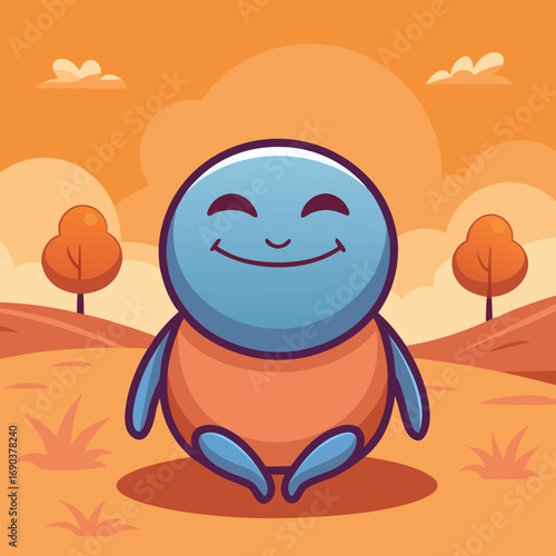 Joyful Character Meditating in Peaceful Nature