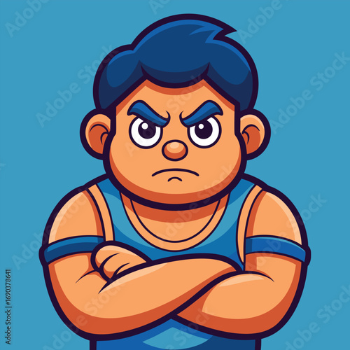 Angry Boy with Crossed Arms