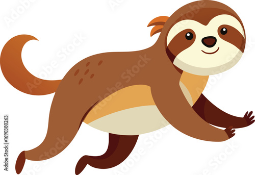 Cartoon Sloth Illustration on White Background for Children s Book or Educational Material