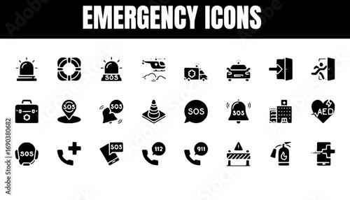 Collection of Emergency Icons for Website and App Design