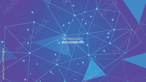 abstract technology polygonal shapes background with points and lines.