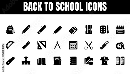 Back to School Collection of Essential School Supply Icons