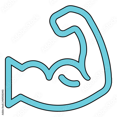 Iconic illustration representing strength and physical fitness a bold outline of a flexed bicep signifying power health and athletic prowess for wellness and sports related content